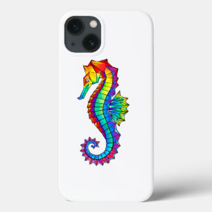 Rainbow Polygonal Seahorse iPhone 13 Case