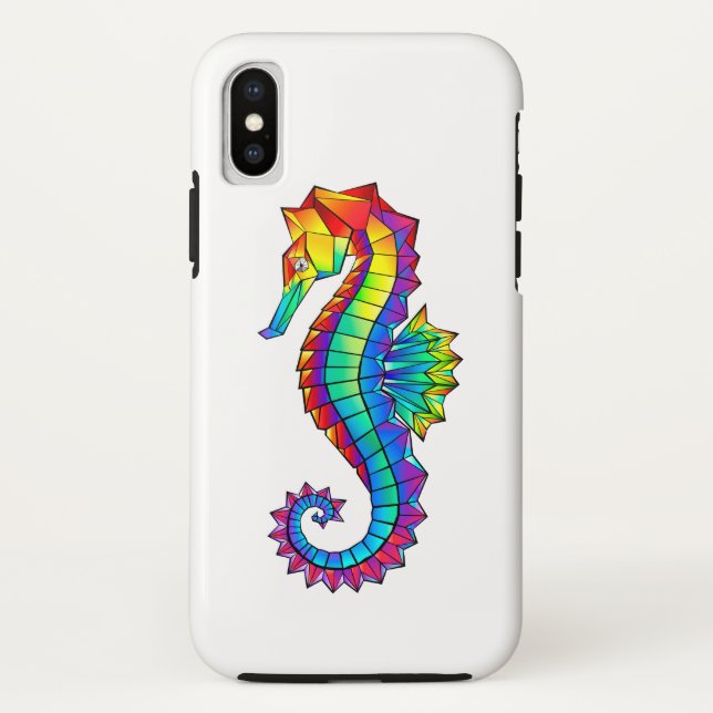 Rainbow Polygonal Seahorse Case-Mate iPhone Case (Back)