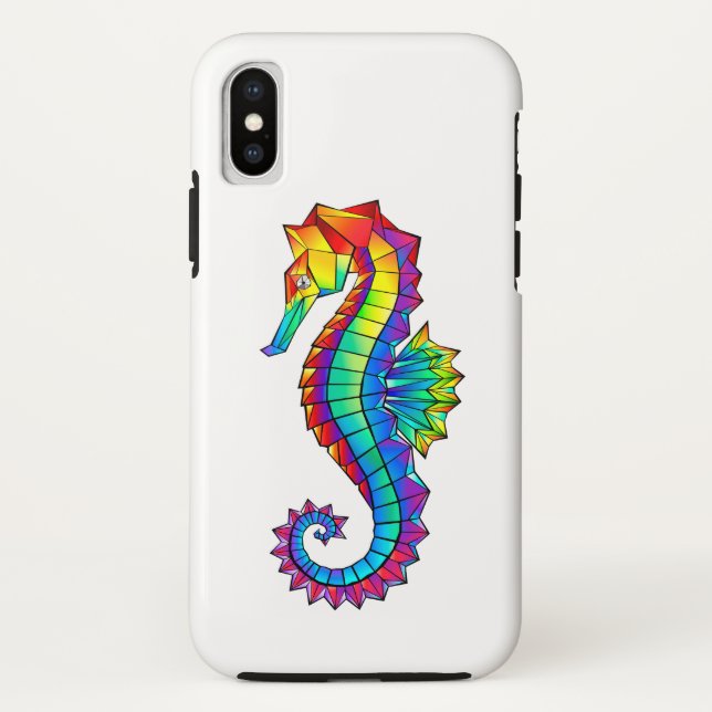 Rainbow Polygonal Seahorse Case-Mate iPhone Case (Back)