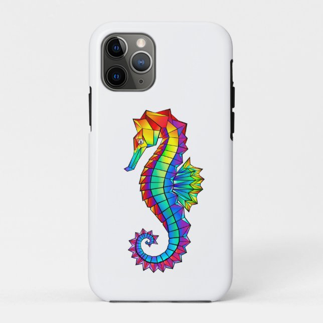 Rainbow Polygonal Seahorse Case-Mate iPhone Case (Back)