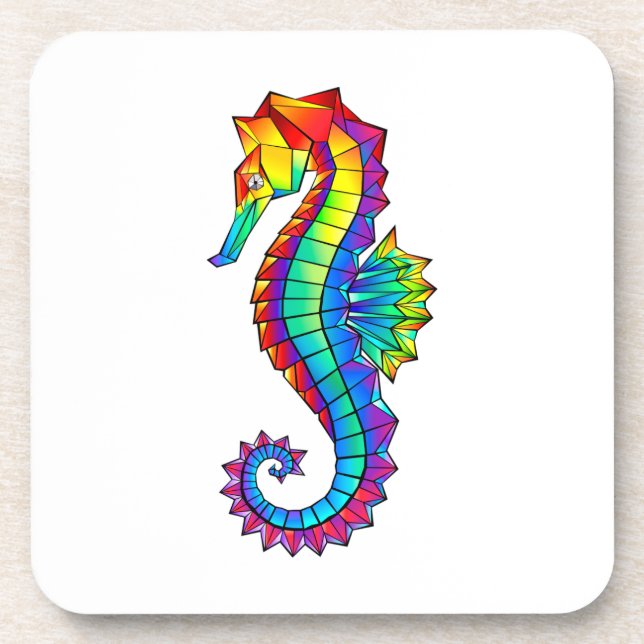 Rainbow Polygonal Seahorse Coaster (Front)