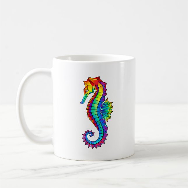 Rainbow Polygonal Seahorse Coffee Mug (Left)
