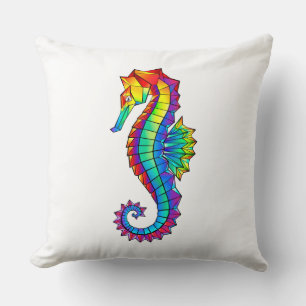Rainbow Polygonal Seahorse Cushion