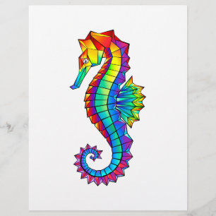 Rainbow Polygonal Seahorse Custom Letterhead