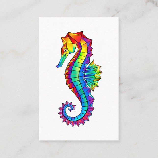 Rainbow Polygonal Seahorse Discount Card (Front)