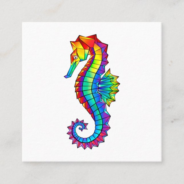 Rainbow Polygonal Seahorse Discount Card (Front)