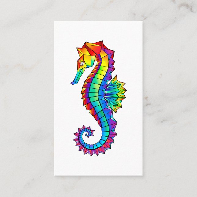 Rainbow Polygonal Seahorse Discount Card (Front)