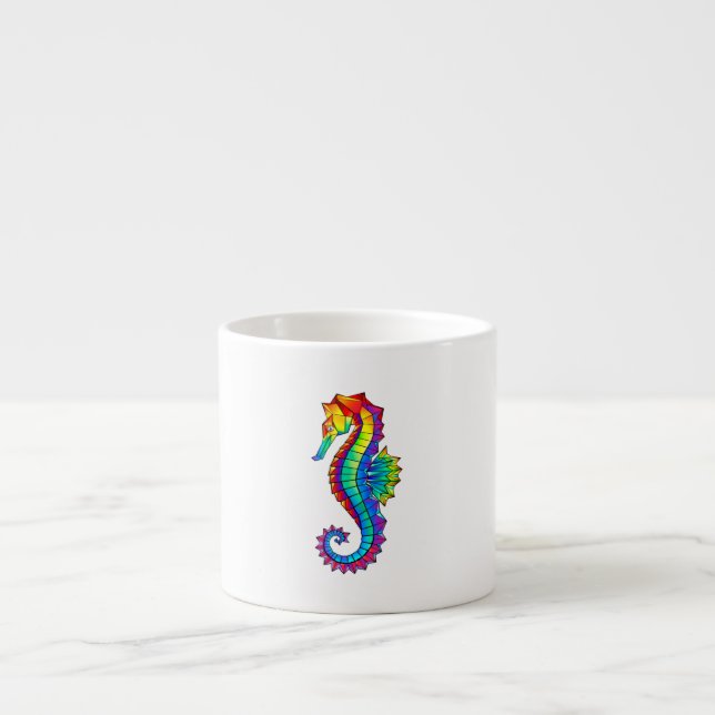 Rainbow Polygonal Seahorse Espresso Cup (Front)