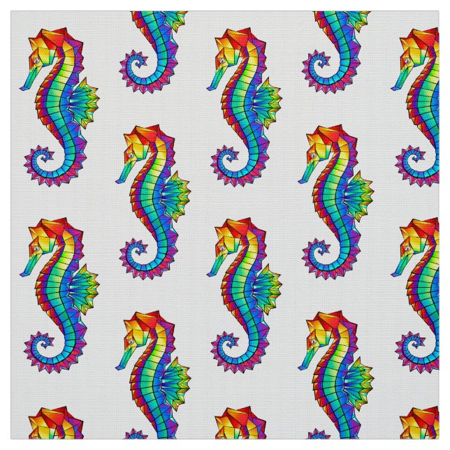 Rainbow Polygonal Seahorse Fabric (Swatch)