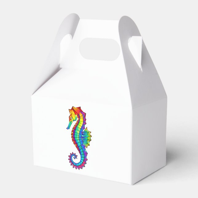 Rainbow Polygonal Seahorse Favour Box (Front Side)