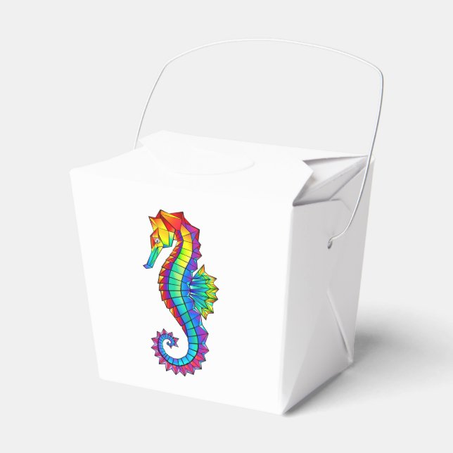 Rainbow Polygonal Seahorse Favour Box (Front Side)