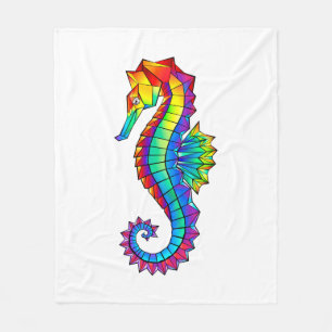 Rainbow Polygonal Seahorse Fleece Blanket