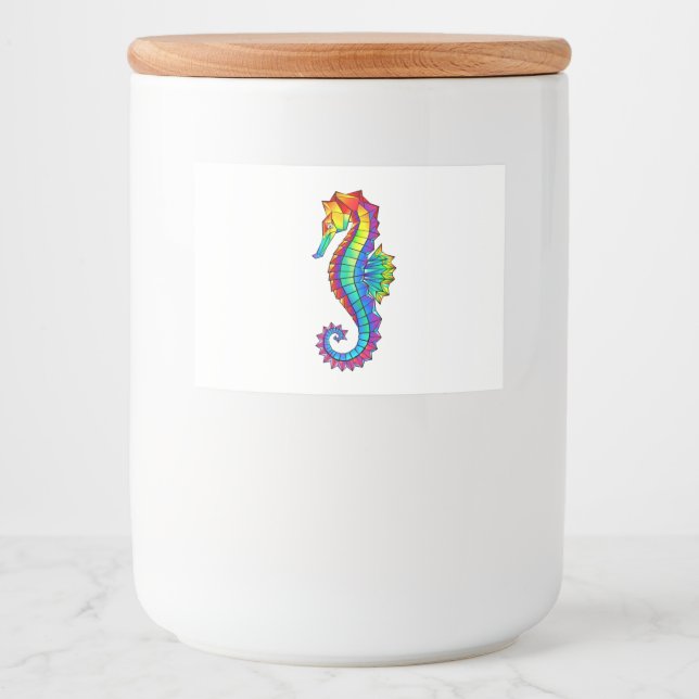 Rainbow Polygonal Seahorse Food Label (Front)
