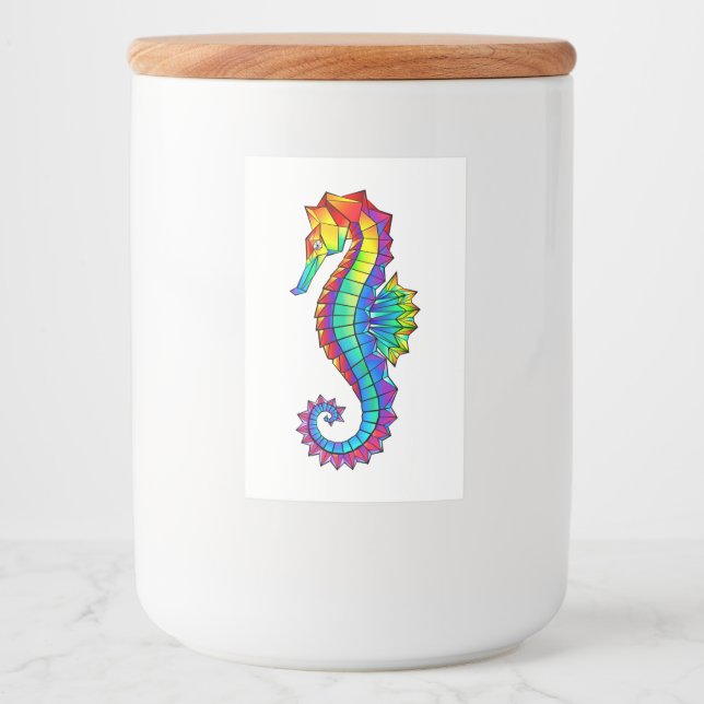 Rainbow Polygonal Seahorse Food Label (Front)