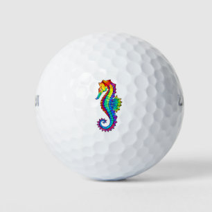 Rainbow Polygonal Seahorse Golf Balls