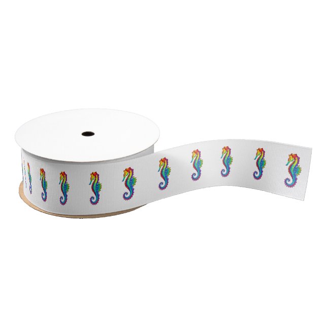 Rainbow Polygonal Seahorse Grosgrain Ribbon (Spool)
