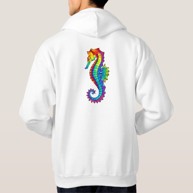 Rainbow Polygonal Seahorse Hoodie (Back)