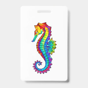 Rainbow Polygonal Seahorse ID Badge