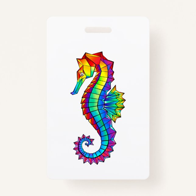 Rainbow Polygonal Seahorse ID Badge (Front)
