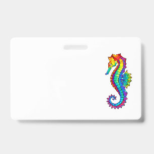 Rainbow Polygonal Seahorse ID Badge