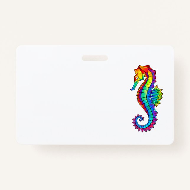 Rainbow Polygonal Seahorse ID Badge (Front)