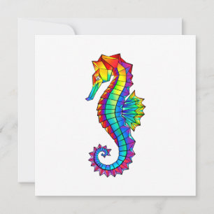 Rainbow Polygonal Seahorse Invitation