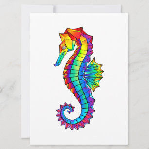 Rainbow Polygonal Seahorse Invitation