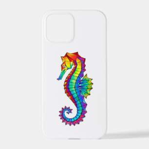 Rainbow Polygonal Seahorse iPhone 12 Pro Case