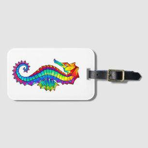 Rainbow Polygonal Seahorse Luggage Tag