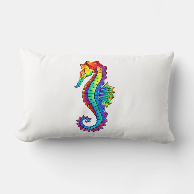 Rainbow Polygonal Seahorse Lumbar Cushion (Front)