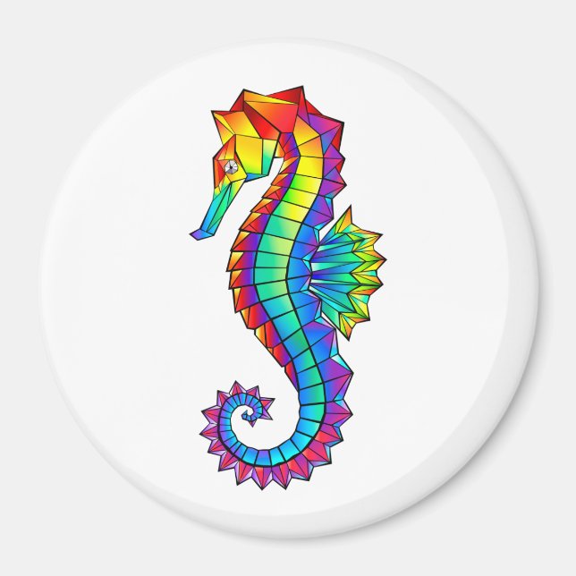 Rainbow Polygonal Seahorse Magnet (Front)