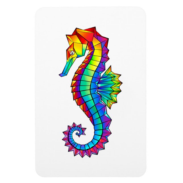 Rainbow Polygonal Seahorse Magnet (Vertical)