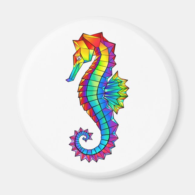 Rainbow Polygonal Seahorse Magnet (Front)
