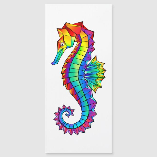 Rainbow Polygonal Seahorse Magnetic Invitation (Front)