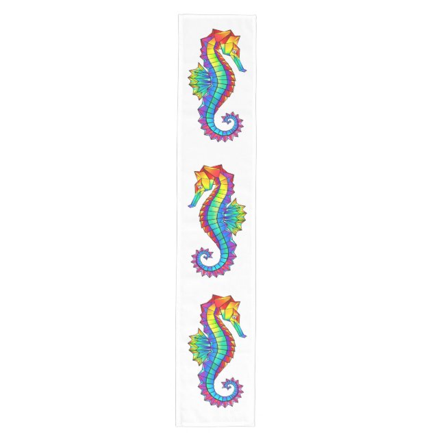 Rainbow Polygonal Seahorse Medium Table Runner (Front)