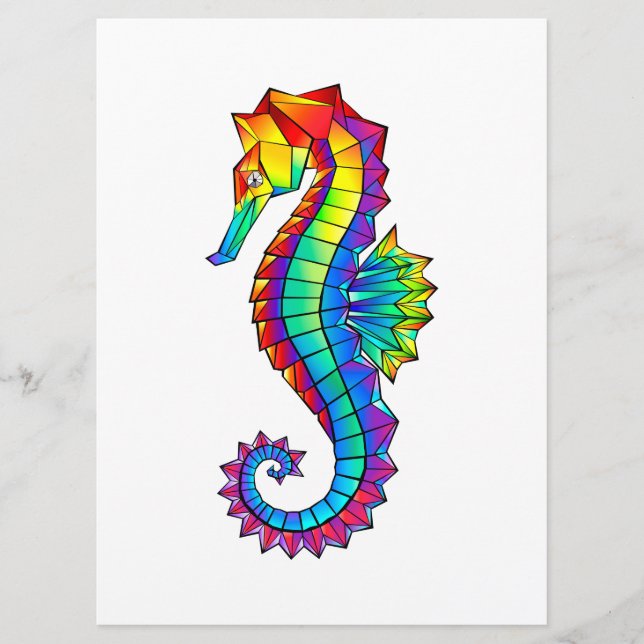 Rainbow Polygonal Seahorse Menu (Front)