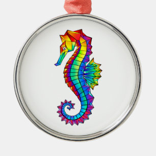 Rainbow Polygonal Seahorse Metal Tree Decoration