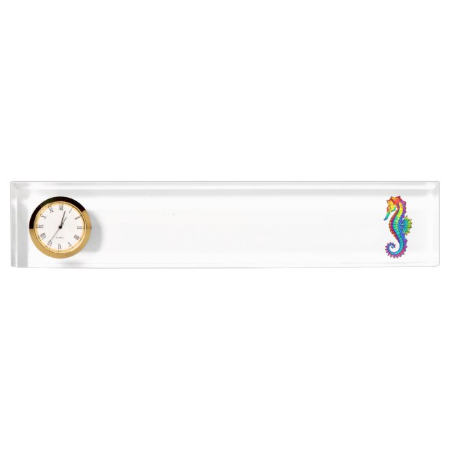 Rainbow Polygonal Seahorse Nameplate (Front)