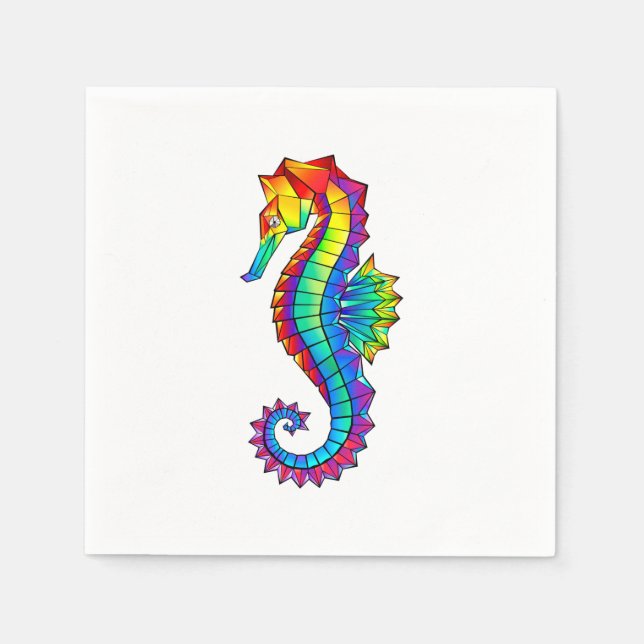 Rainbow Polygonal Seahorse Napkin (Front)