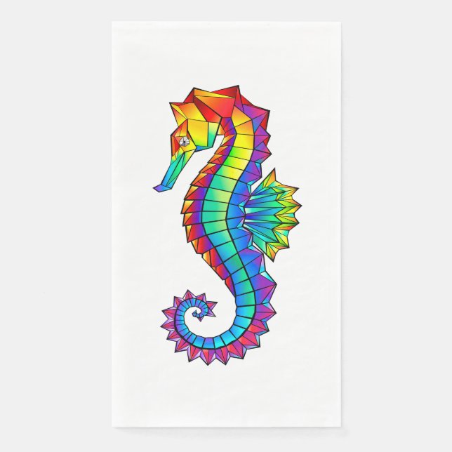 Rainbow Polygonal Seahorse Napkin (Front)