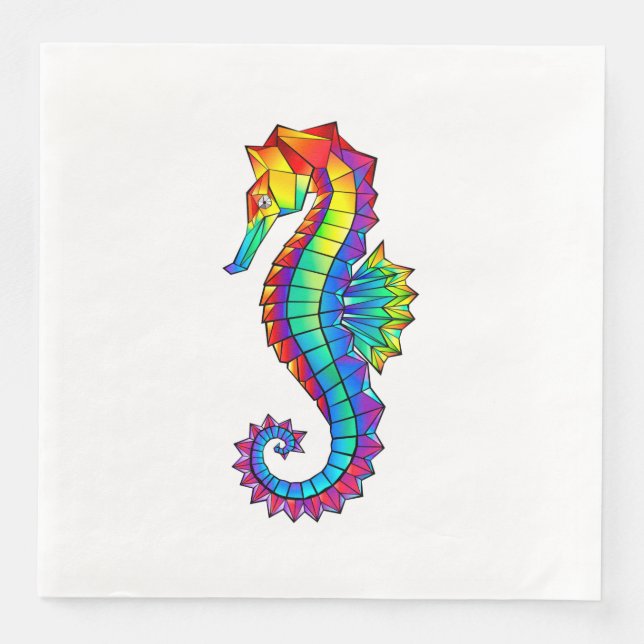 Rainbow Polygonal Seahorse Napkin (Front)