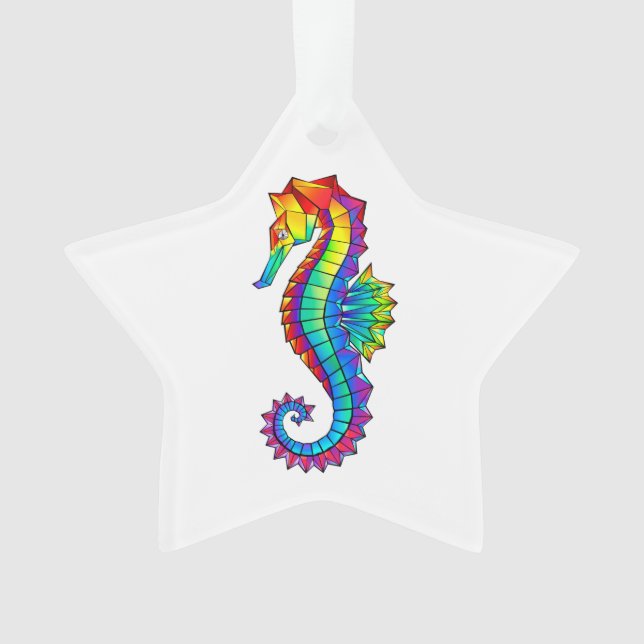 Rainbow Polygonal Seahorse Ornament (Front)