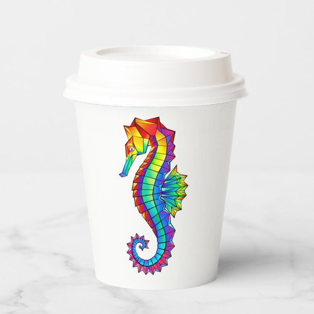 Rainbow Polygonal Seahorse Paper Cups (Front)