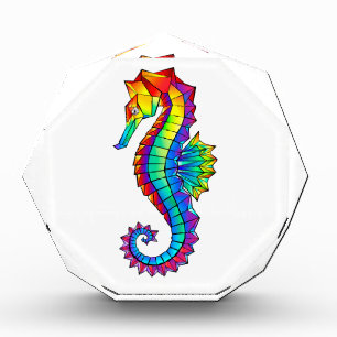 Rainbow Polygonal Seahorse Photo Block
