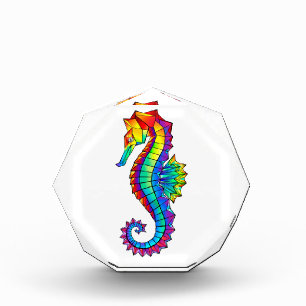 Rainbow Polygonal Seahorse Photo Block