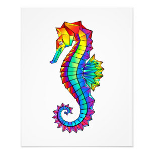 Rainbow Polygonal Seahorse Photo Print