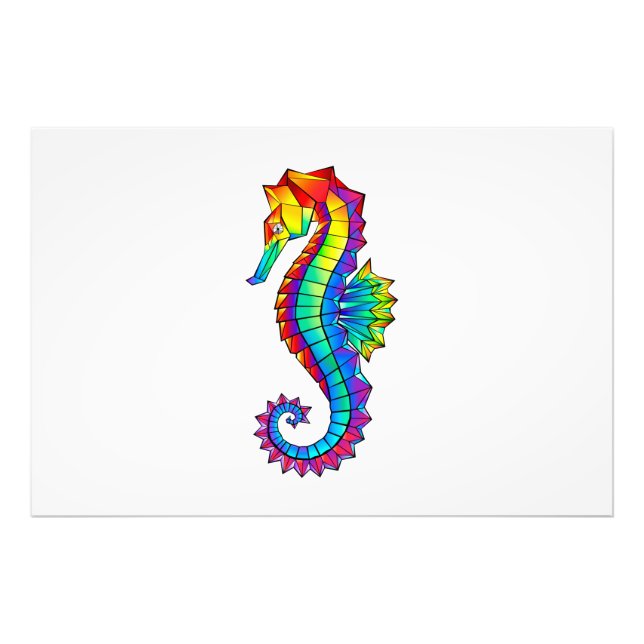 Rainbow Polygonal Seahorse Photo Print (Front)