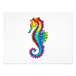 Rainbow Polygonal Seahorse Photo Print