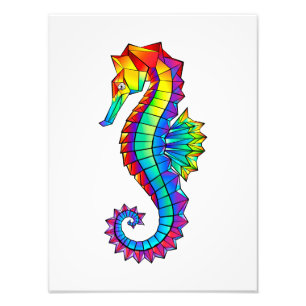 Rainbow Polygonal Seahorse Photo Print