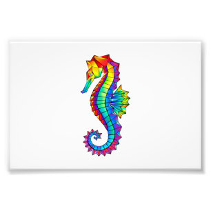 Rainbow Polygonal Seahorse Photo Print
